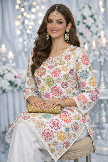Premium Silk Mirror Embroidered Unstitched Suit for Festive Wear